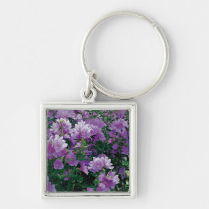 Purple hisbiscus flowers keychain