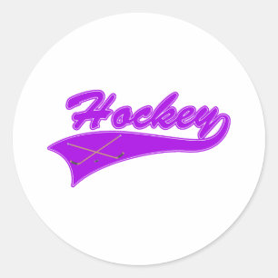 Purple Hockey Logo Classic Round Sticker