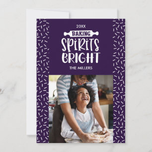 Purple   Holiday Baking Spirits Bright Photo Card