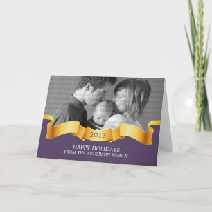 Purple Holiday Banner Photo Greeting Card