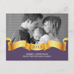 Purple Holiday Banner Photo Postcard