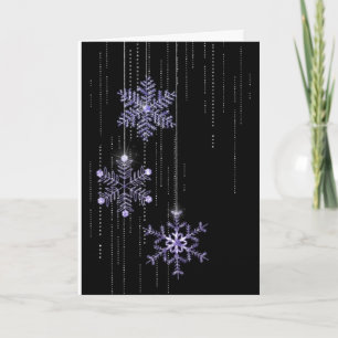 Purple Holiday Snowflakes and Diamonds Card