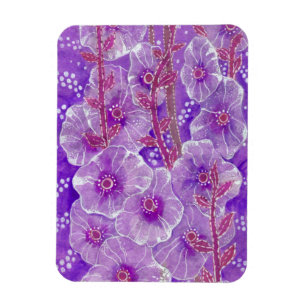 Purple Hollyhock, Mallow Malva Flower Floral Art Magnet