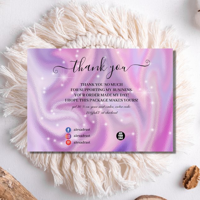 Purple Holographic Colour Shift Business Thank You Card (Creator Uploaded)