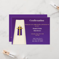 Purple Holy Cross Confirmation Invitation