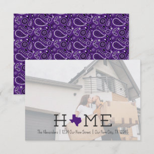 Purple HOME Texas Moving Faire-part