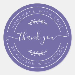 Purple Homemade Thank You Label