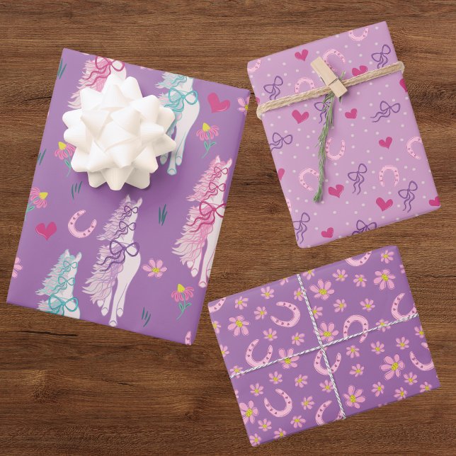 Purple Horse Bow Pattern Wrapping Sheets (Creator Uploaded)