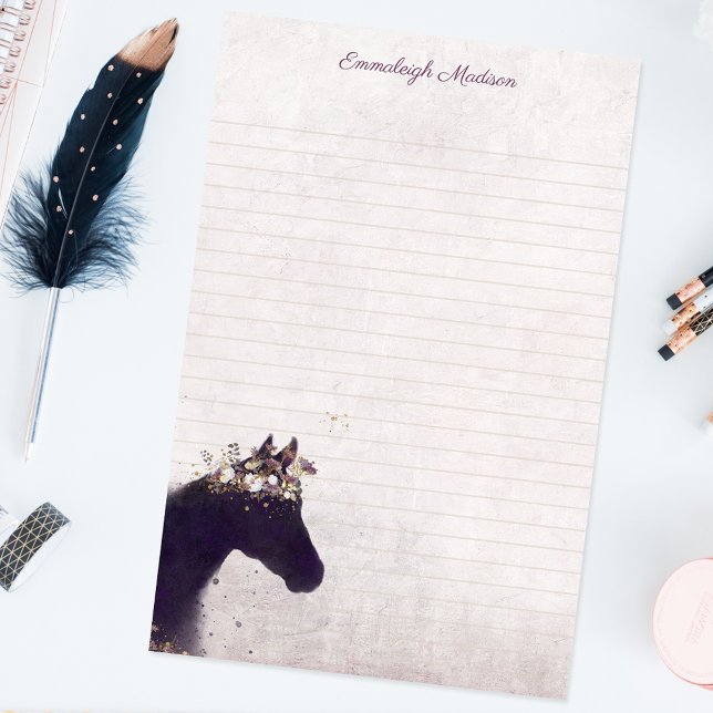 Purple Horse Dreamy Boho Chic Monogram Stationery (Creator Uploaded)