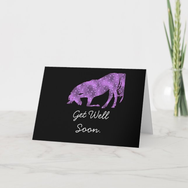Purple Horse Silhouette Get Well Soon Card. Card (Front)