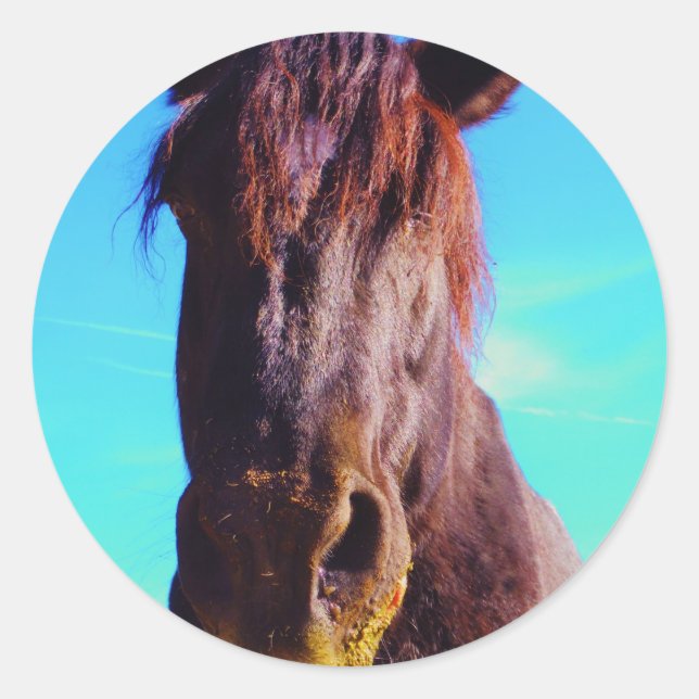 Purple Horse w/ Green Mouth Classic Round Sticker (Front)