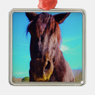 Purple Horse w/ Green Mouth Metal Ornament
