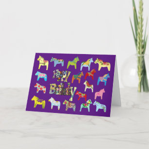 Purple Horses Birthday Card