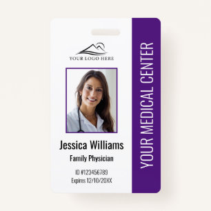 Purple Hospital Medical Employee Photo ID Badge