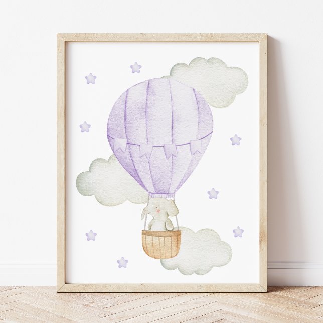 Purple Hot Air Balloon, Animals, Elephant, Stars Poster (Creator Uploaded)