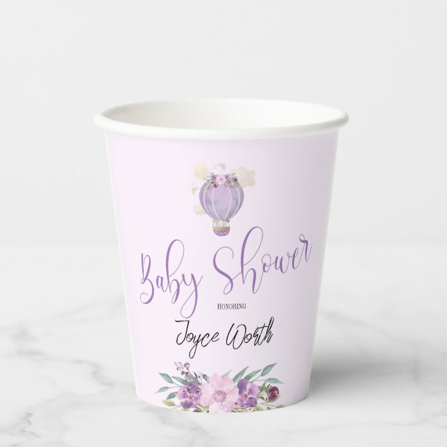 Purple hot air balloon elephant paper cup (Front)