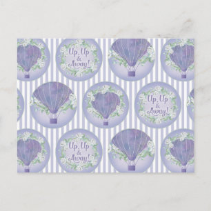 Purple Hot Air Balloon - Lilac Lavender Stripes Postcard