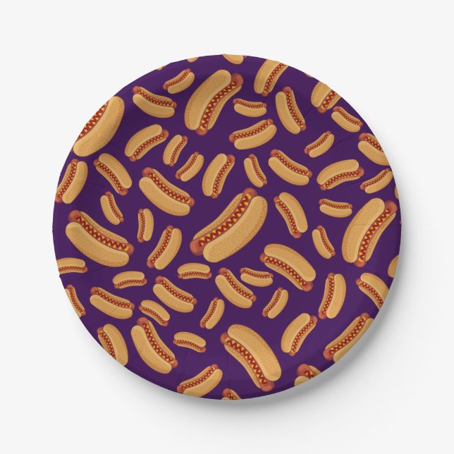 Purple hotdogs paper plate (Front)