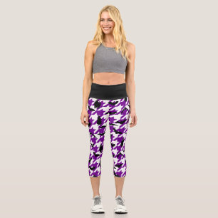 purple houndstooth halloween black bats capri leggings