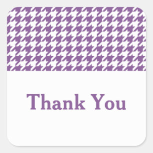Purple Houndstooth Thank You Stickers