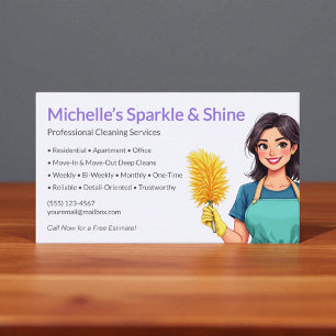 Purple House Cleaning Service Business Card