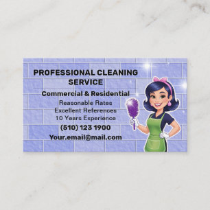 Purple Housekeeper Business Card House Cleaning 