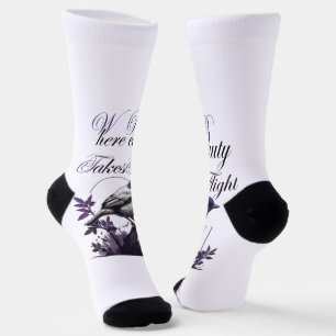 Purple-Hued Bird & Plant   Tranquil Art Socks