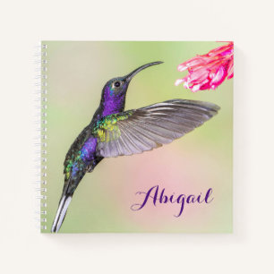Purple Hummingbird Beautiful Personalized Notebook