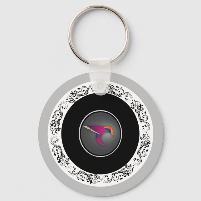 purple hummingbird keychain (Front)