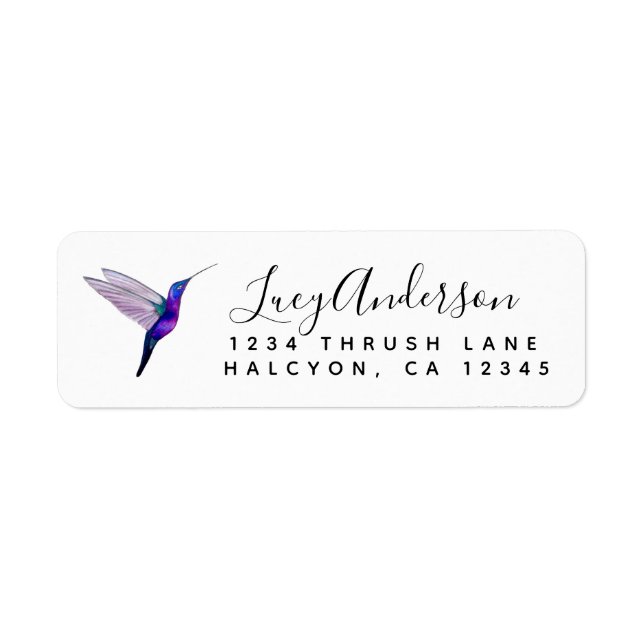 Purple Hummingbird return address Label (Front)