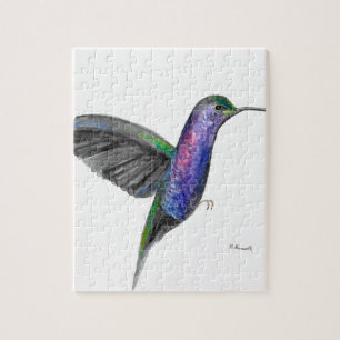 Purple hummingbird watercolour nature animals  jigsaw puzzle