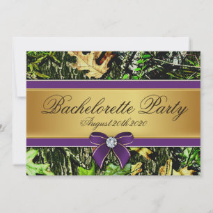 Purple Hunting Camo Bachelorette Party Invitations