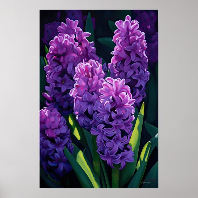 Purple Hyacinth Flower Art Print Poster (Front)