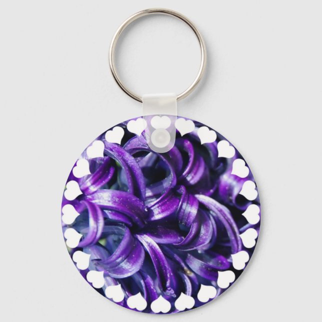 Purple Hyacinth Flower Keychain (Front)