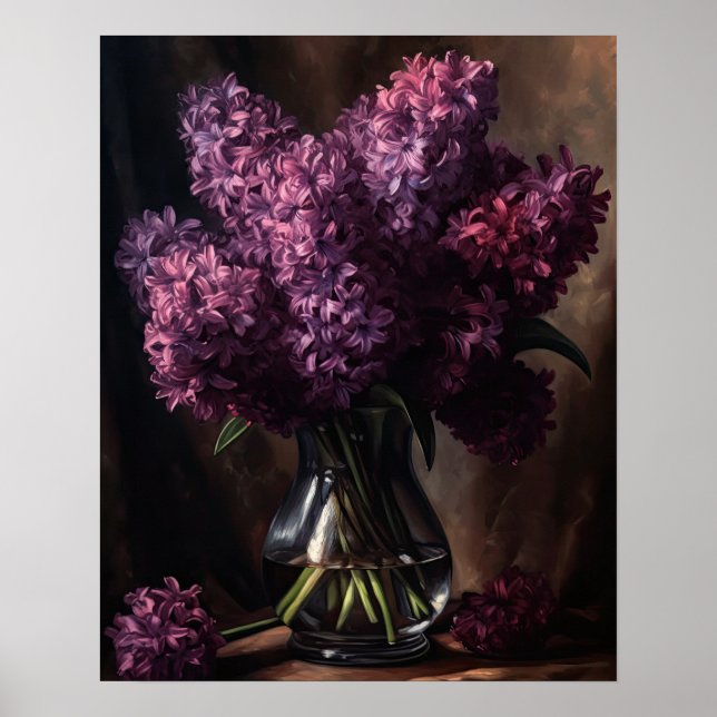 Purple Hyacinth Flowers Art Imprimer Poster (Devant)