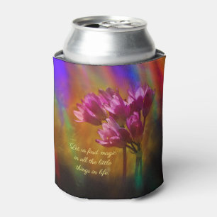 Purple Hyacinth Flowers Rainbow Colours With Quote Can Cooler