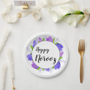 Purple Hyacinth Wreath New Year Happy Norooz Paper Plate