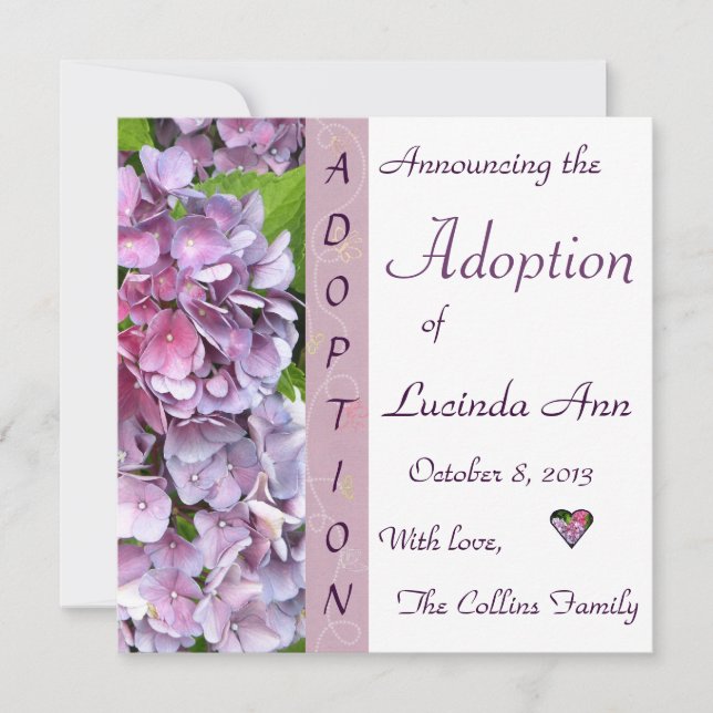 Purple Hydrangea Adoption Announcement (Front)