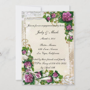 Purple Hydrangea And Lace Engagement Party Invite