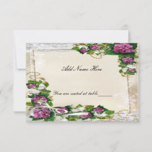 Purple Hydrangea And Lace Table Place Card