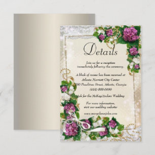 Purple Hydrangea And Lace Wedding Details Enclosure Card