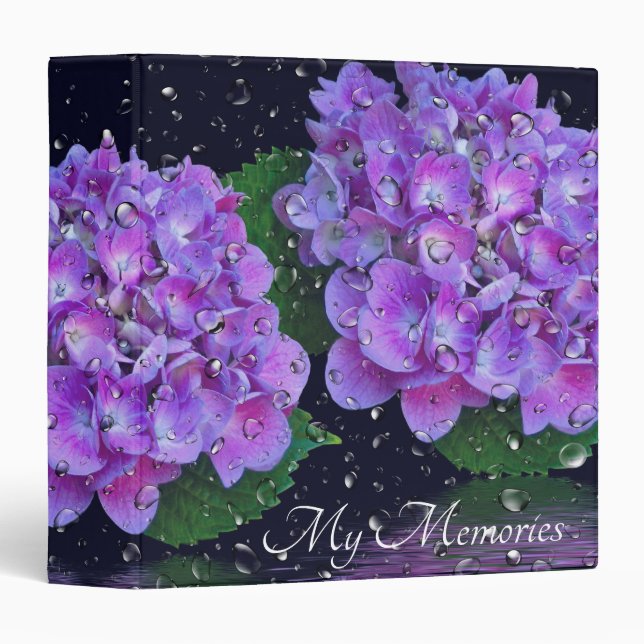 Purple Hydrangea and Raindrops Binder (Front/Spine)