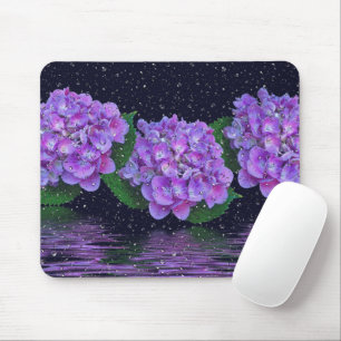 Purple Hydrangea and Raindrops Mouse Pad