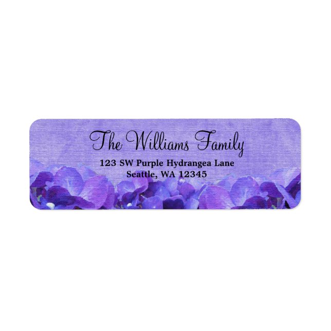 Purple Hydrangea Custom Address Label (Front)