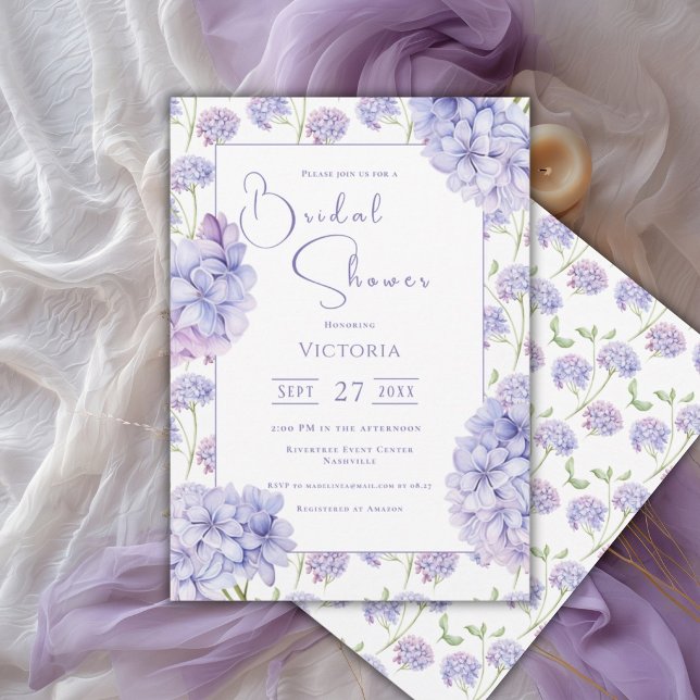 Purple Hydrangea Floral Bridal Shower Invitation (Creator Uploaded)