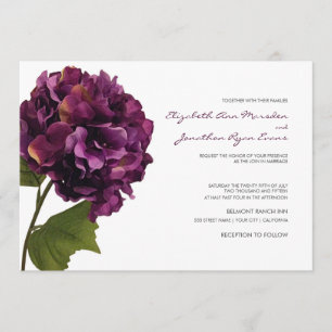Purple Hydrangea - floral wedding invitation