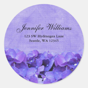 Purple Hydrangea Flower Address Label Sticker