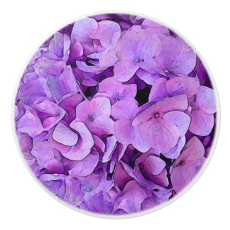 Purple Hydrangea Flower Ceramic Knob
