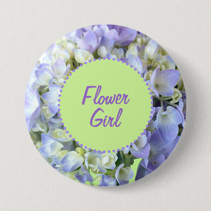 Purple Hydrangea Flower Girl 3 Inch Round Button