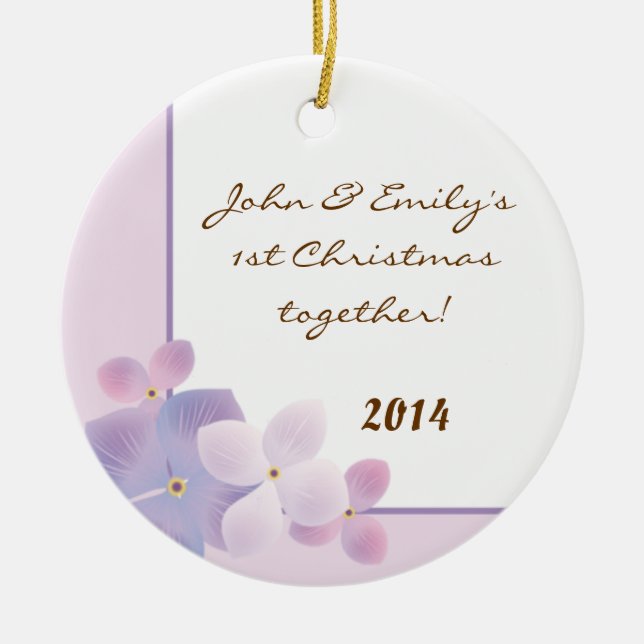 Purple Hydrangea Flower Personalized Name Ornament (Front)